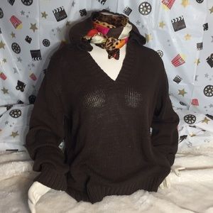 Talbots 💯mercerize cotton  hooded v neck sweater